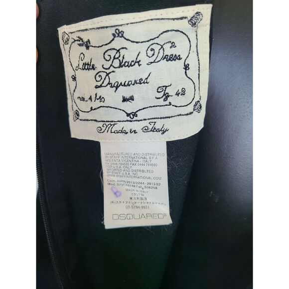 DSQUARED2 Little Black Sheath Dress Wool Blend 3/4 Sleeve Size 42 US 6 - Picture 6 of 9